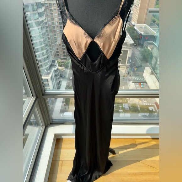 🆕 SELF PORTRAIT 🧿 NWT Black Lace Satin Maxi Dress, Sz US 2 / UK 6 - Picture 12 of 16